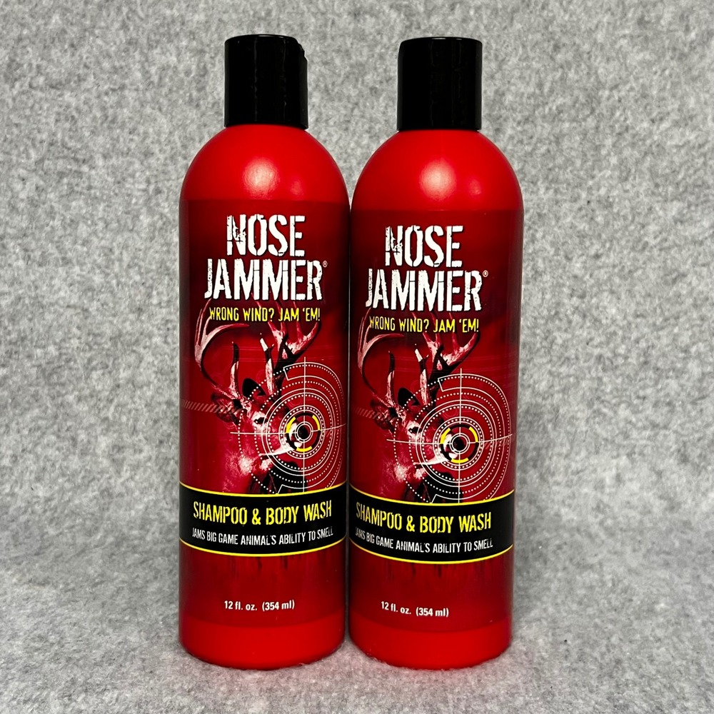 Nose Jammer Shampoo & Body Wash Lot of 2 12oz Bottles Hunting Scent Control NEW